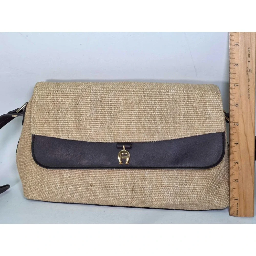 Etienne Aigner Vintage Straw Shoulder Bag Classic Crossbody Purse Rare